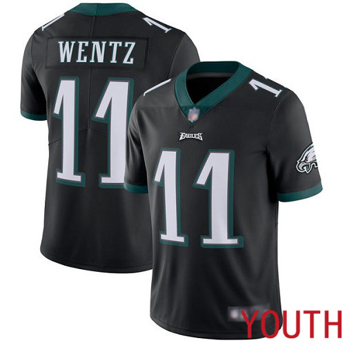 Youth Philadelphia Eagles 11 Carson Wentz Black Alternate Vapor Untouchable NFL Jersey Limited Player Football